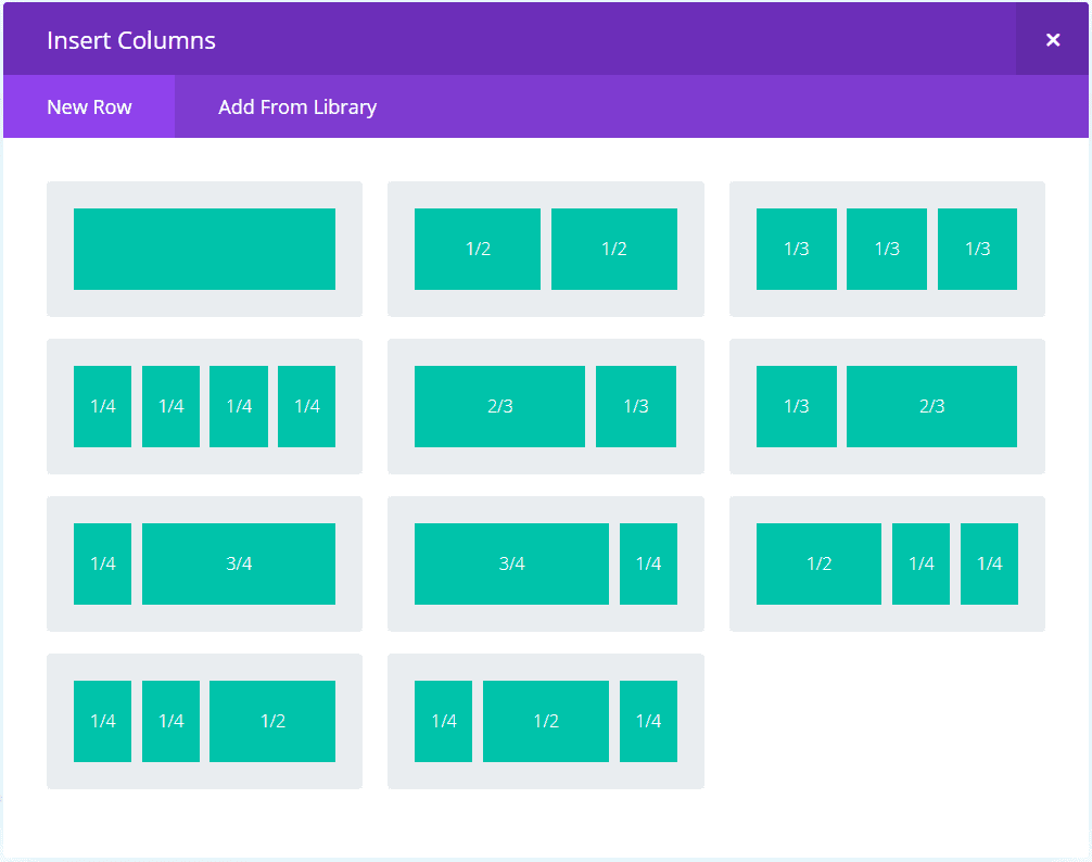 Inserting rows and columns in wordpress