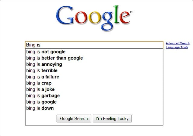 Google search results in the old days