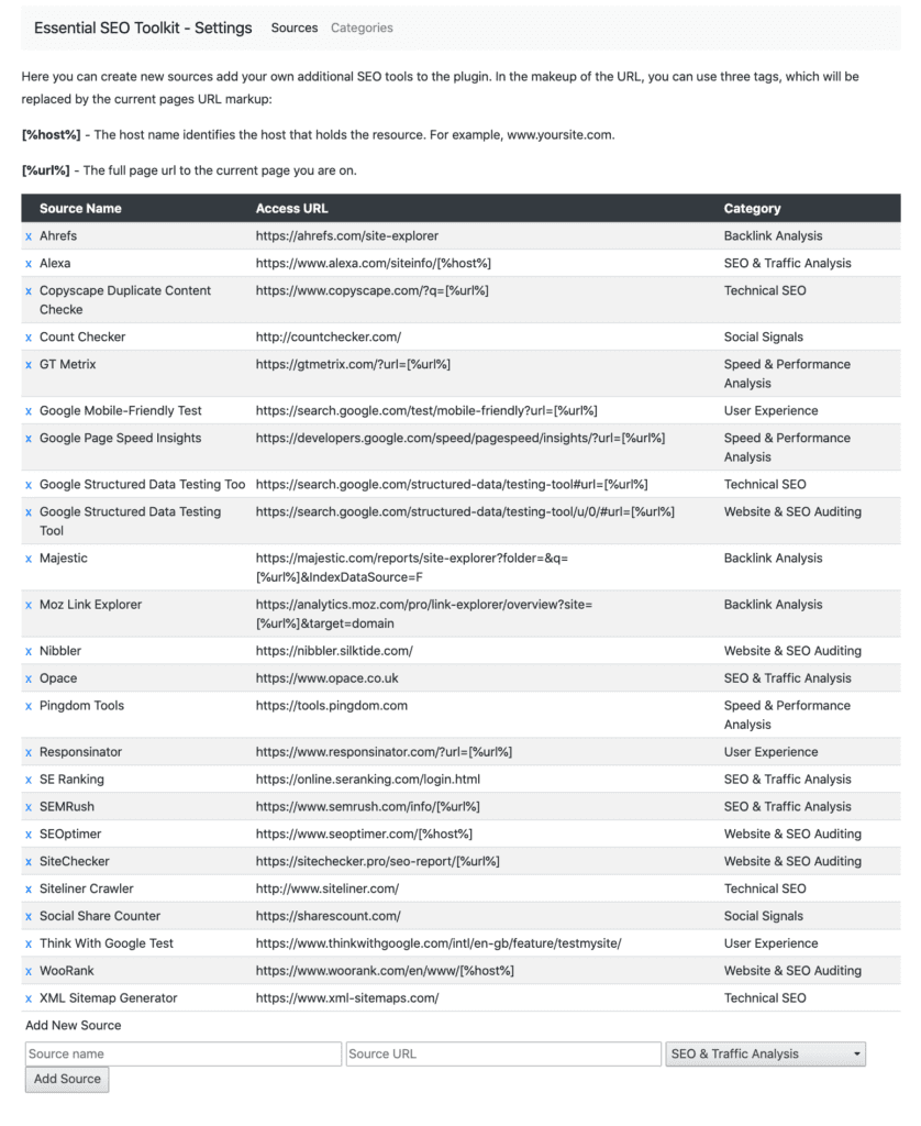 Add your own seo tools