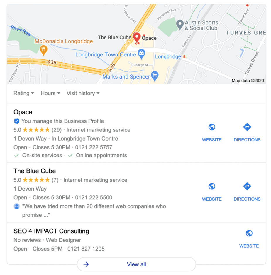 Serp feature – local results