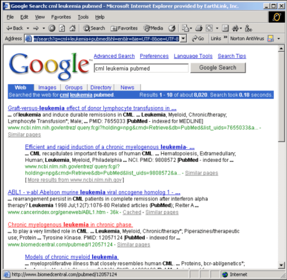 Old style of google serp 1990s