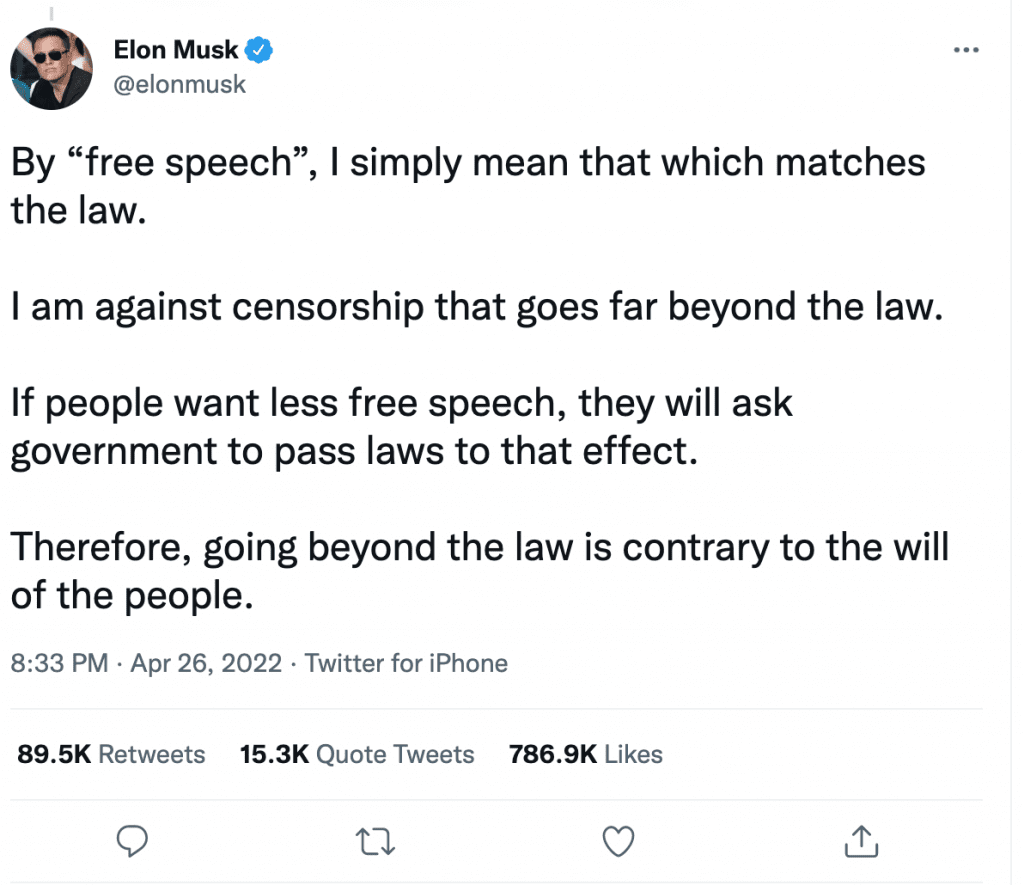 Musk on twitter and free speech