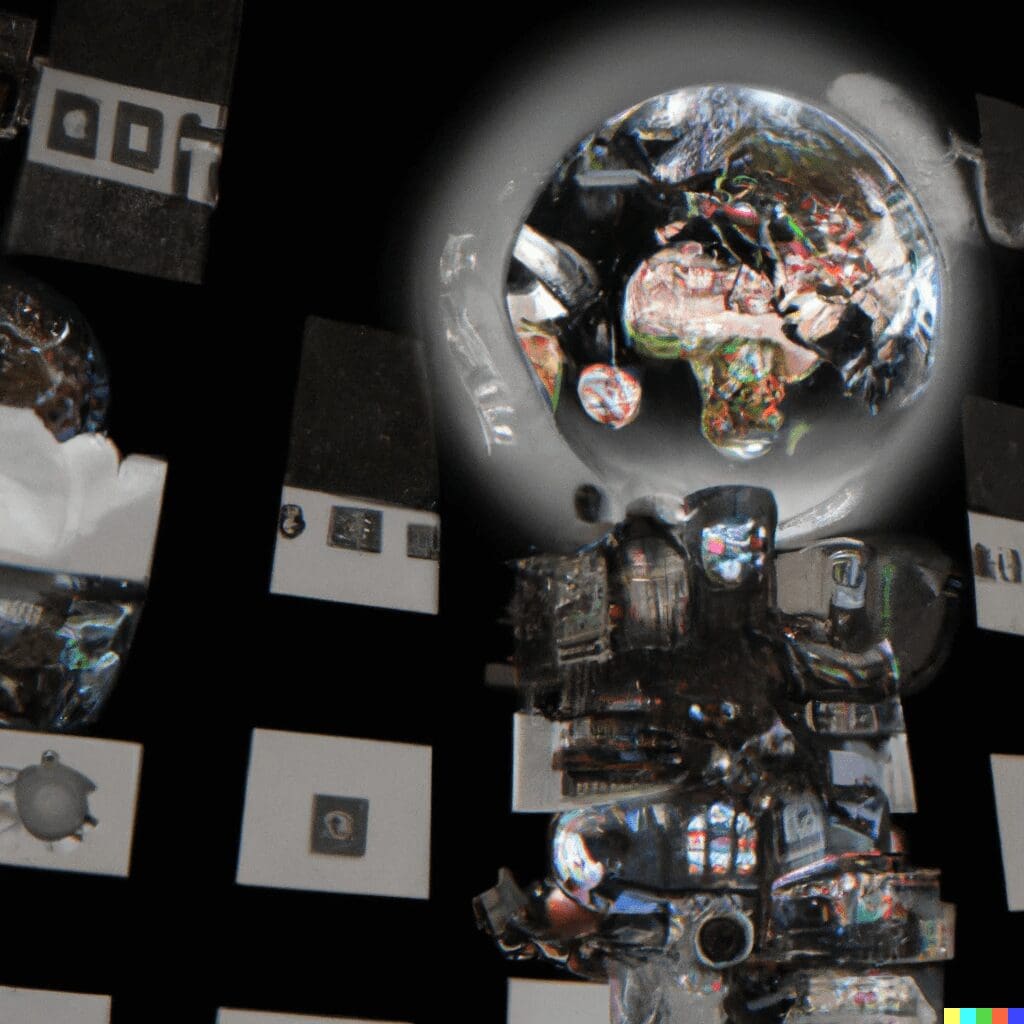 Dall-E, create an abstract image that explores the evolution of AI SEO tools