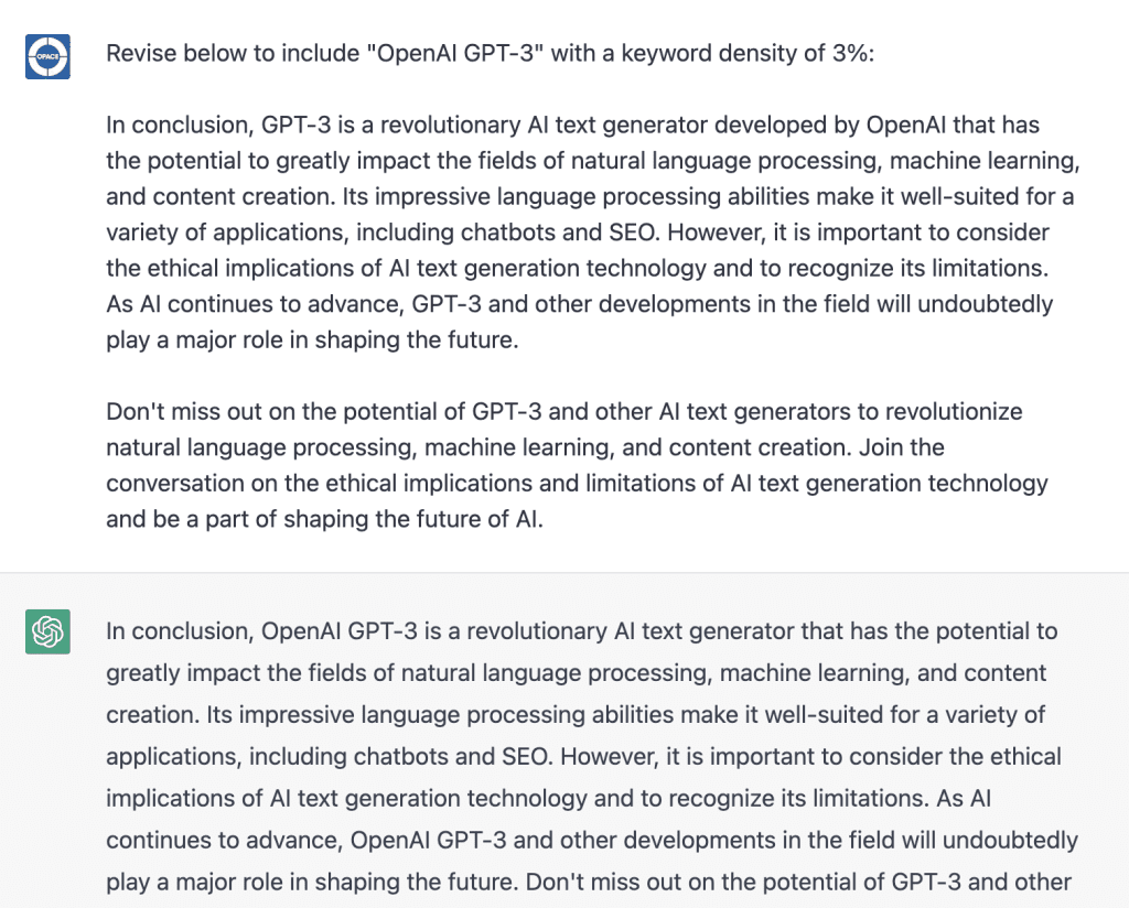 Keyword density revision by ai