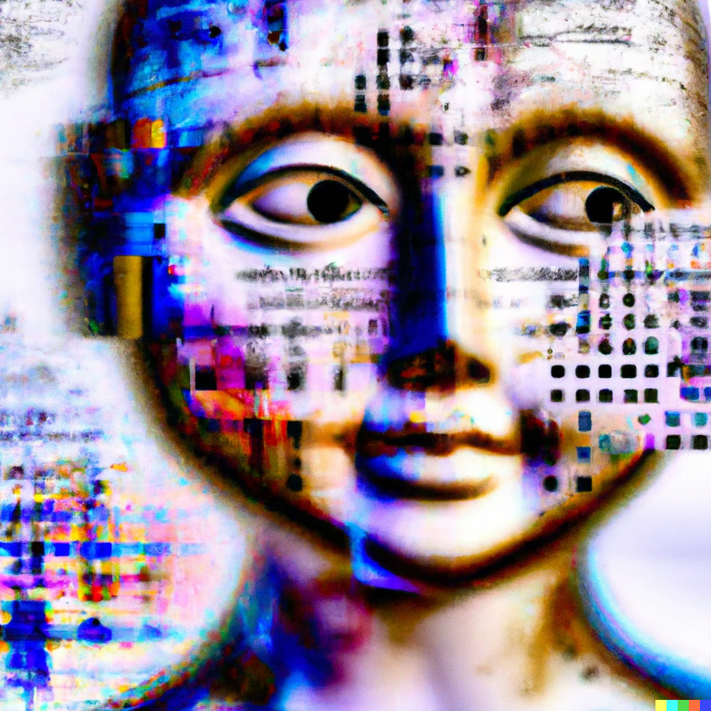 Dall-e, create an abstract image that explores the complexities and challenges of ethical considerations in the use of artificial intelligence.