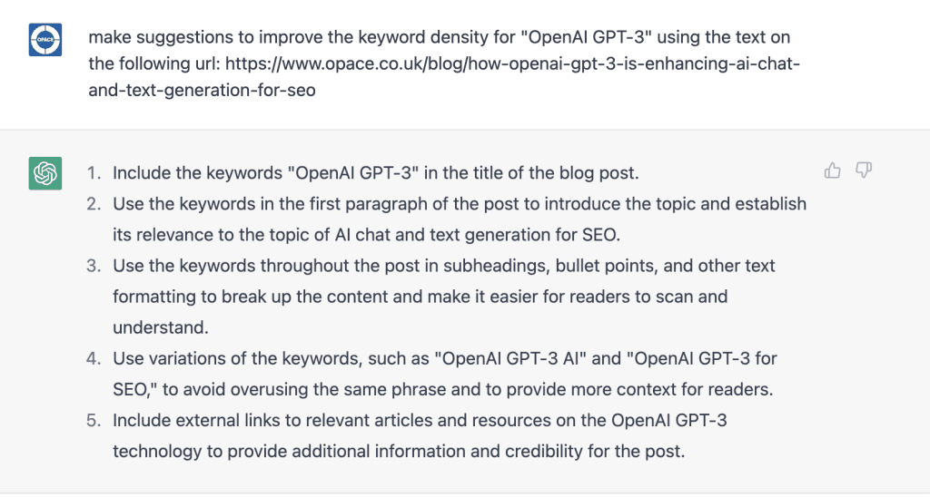 Chatgpt make seo suggestions to improve the keyword density