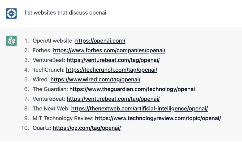 List websites that discuss openai