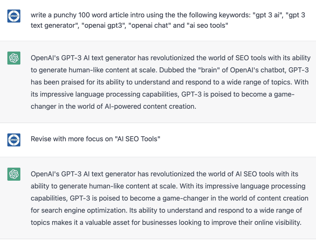 Chatgpt produce the intro around the given keywords