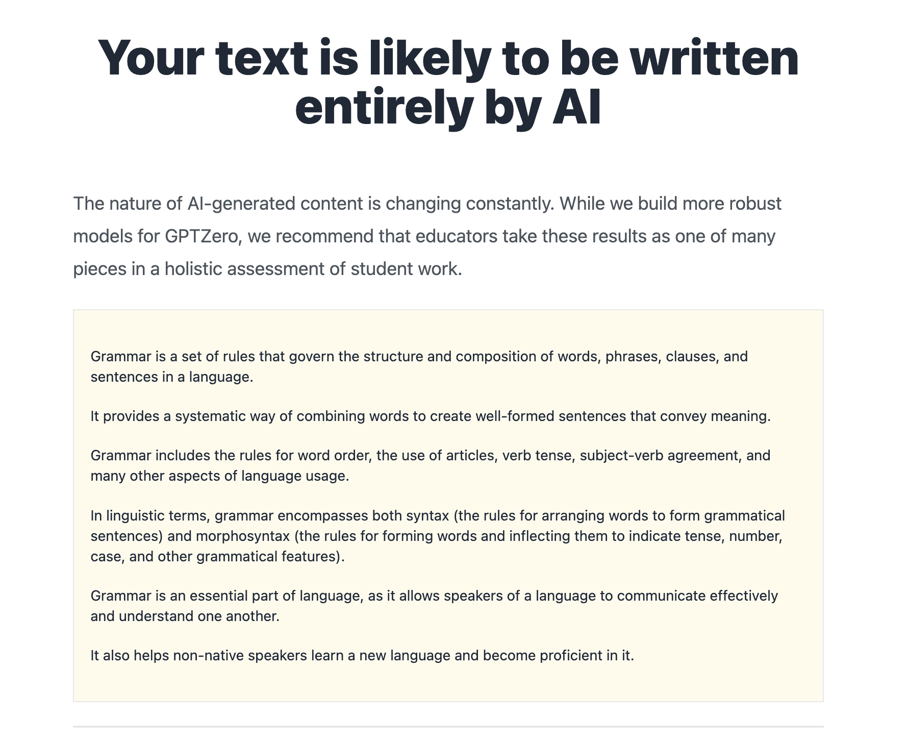 Chatgpt text is ai according to gptzero