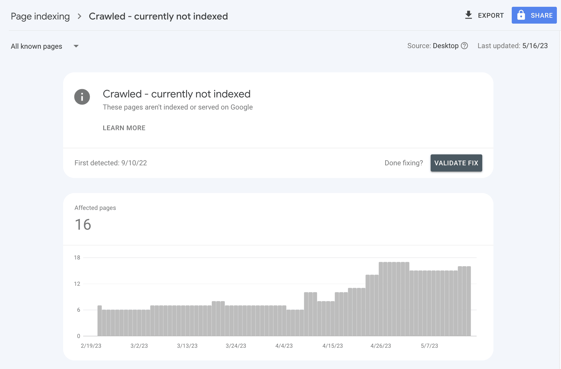 Drill down into your google search console data to export what's needed