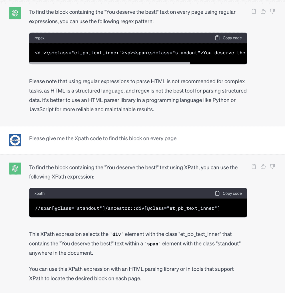 Chatgpt prompt to find text using regex