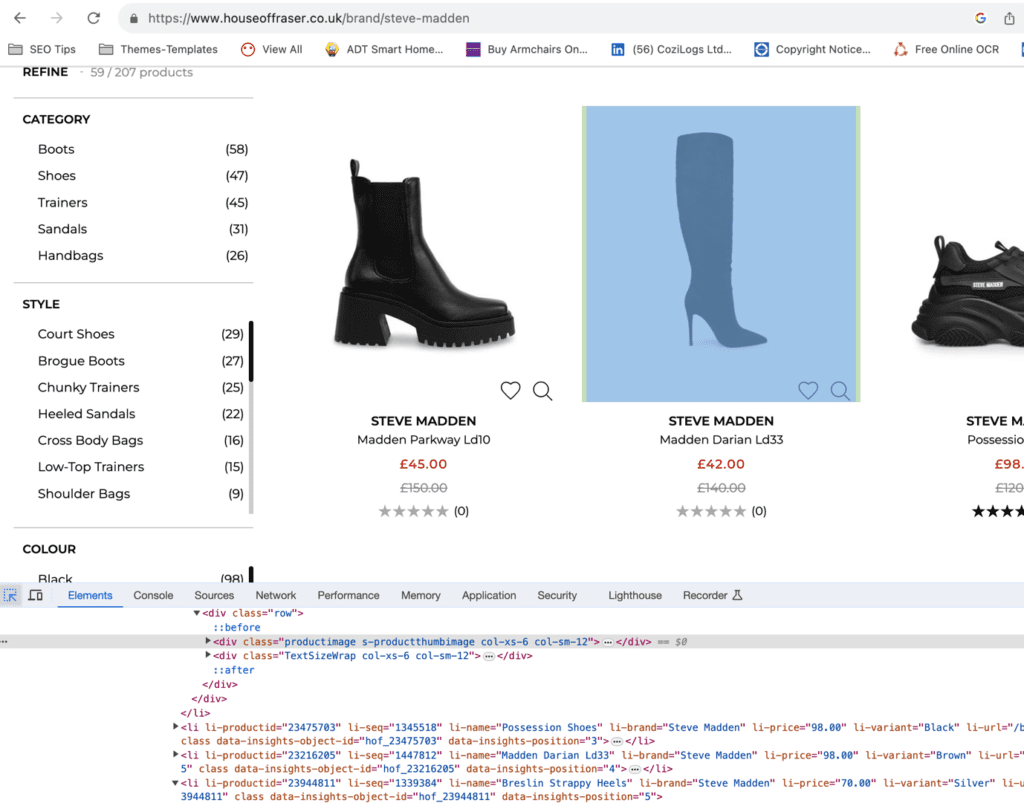 Custom extract rules to count products