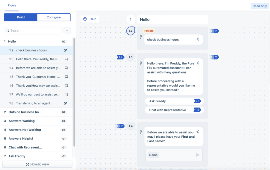 Freshsales (freshchat) workflows and chat config