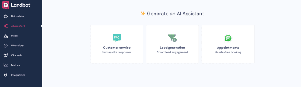 Generate ai assistants with landbot