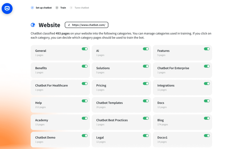 Chatbot website crawling