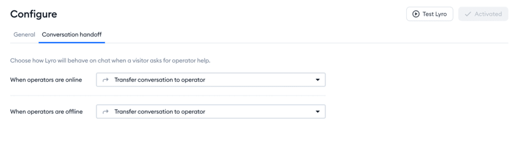 Configuring human handoff