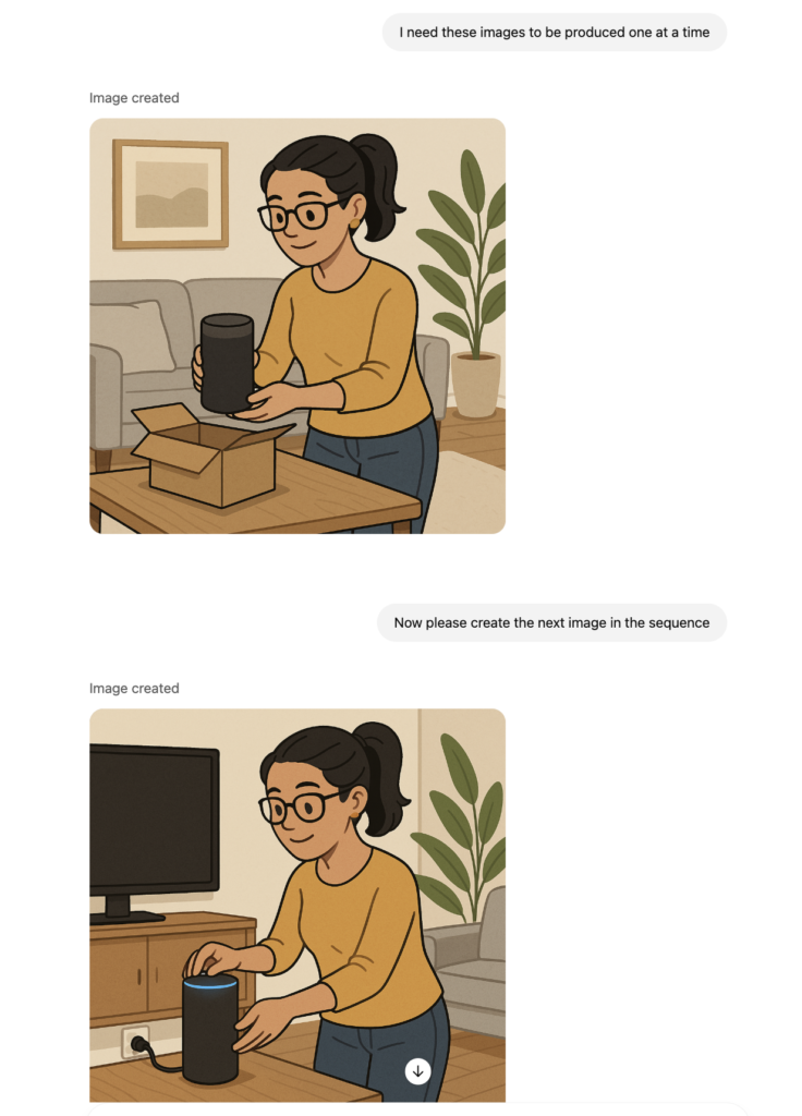 Gpt-4o - sequential image storyboarding example with consecutive prompts Gpt-4o - sequential image storyboarding example with consecutive prompts